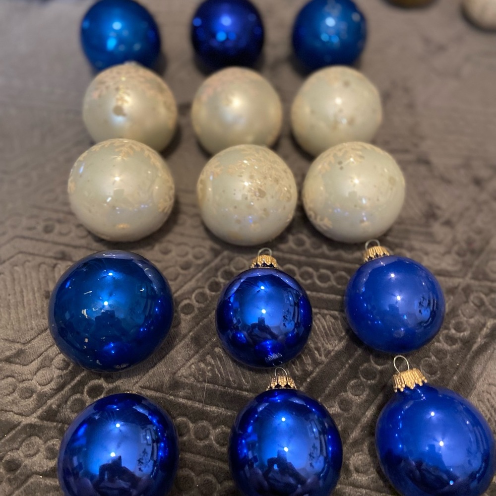 Elegant Blue and White Holiday Kreb Ornaments
